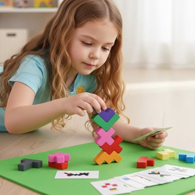 jeu de logique de type Tangram Montessori à défis progressif enfant 