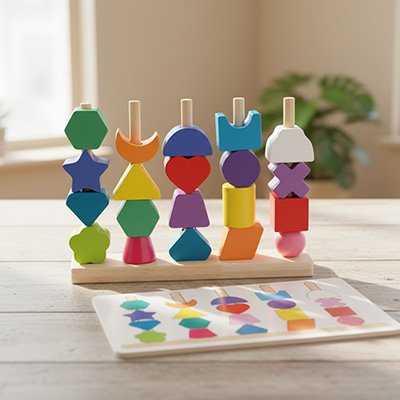 jeu de logique  en bois coloré développe organisation structurelle  de type Puzzle bois pour enfant
