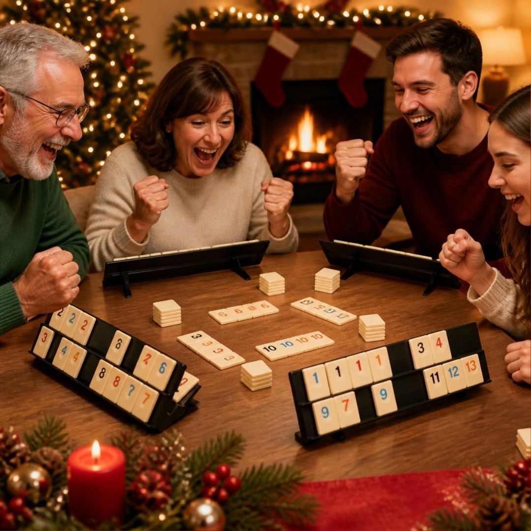 un soir des fête une famille réunie autour d un jeu de société familial bien aimé le Rummy