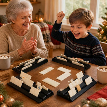 grand-mère joue avec son petit fils jeu de société familial   Rummy format de Luxe, grand et robuste 