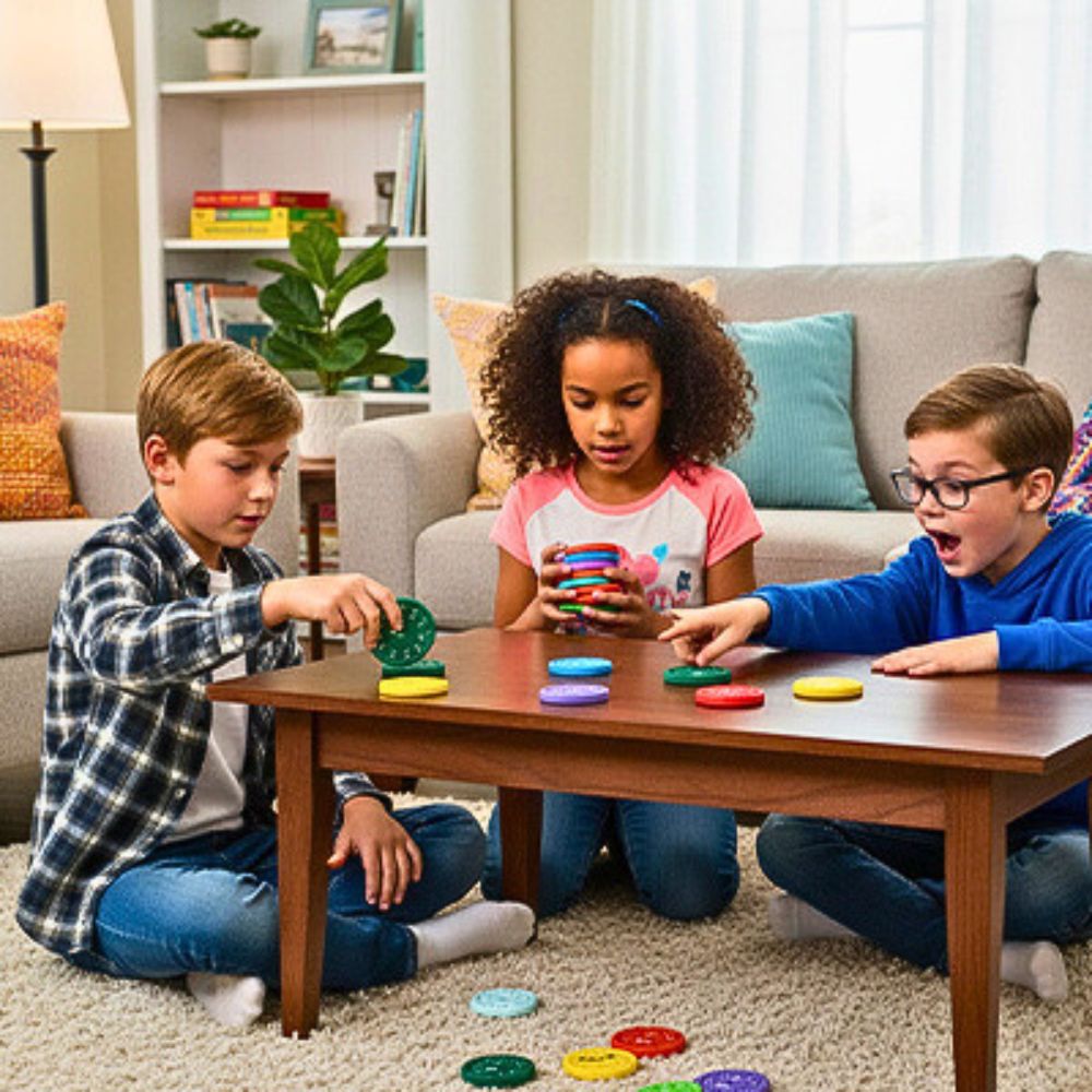 3 enfants se lancent des défi avec un jeu mathématique de fidget spinner math