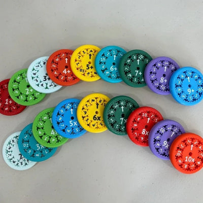 jeu mathématique de 18 disques mémoriser les tables de multiplication et de calcul mental