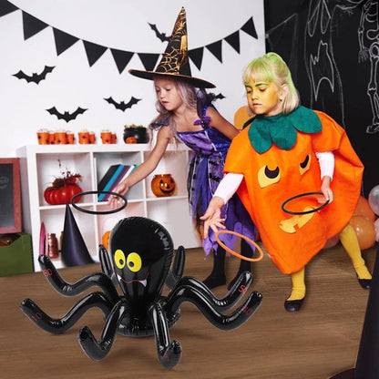 Jeux d'Halloween avec grosse araignée et anneau à lancer selon les pointage dans chaque patte