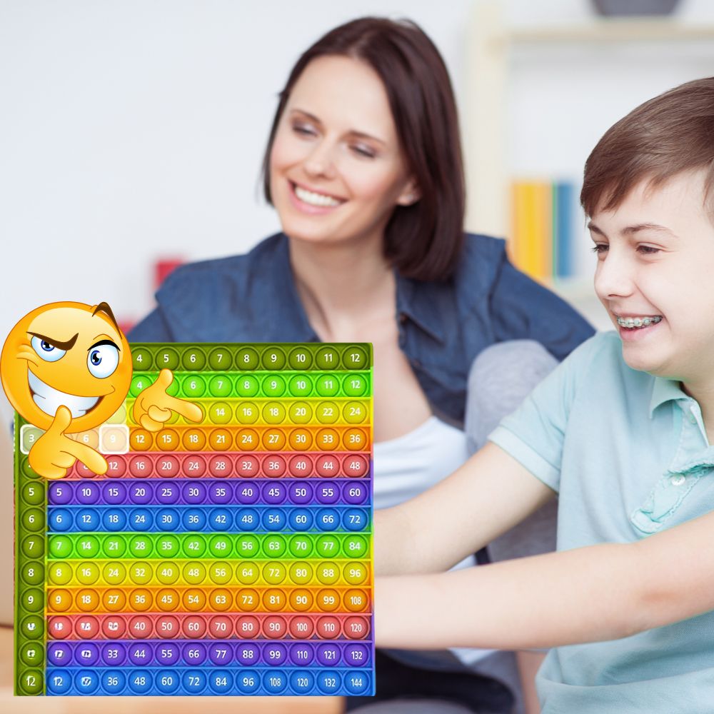 jeux de table de multiplication Pop It vert tableau rayé horizontalement