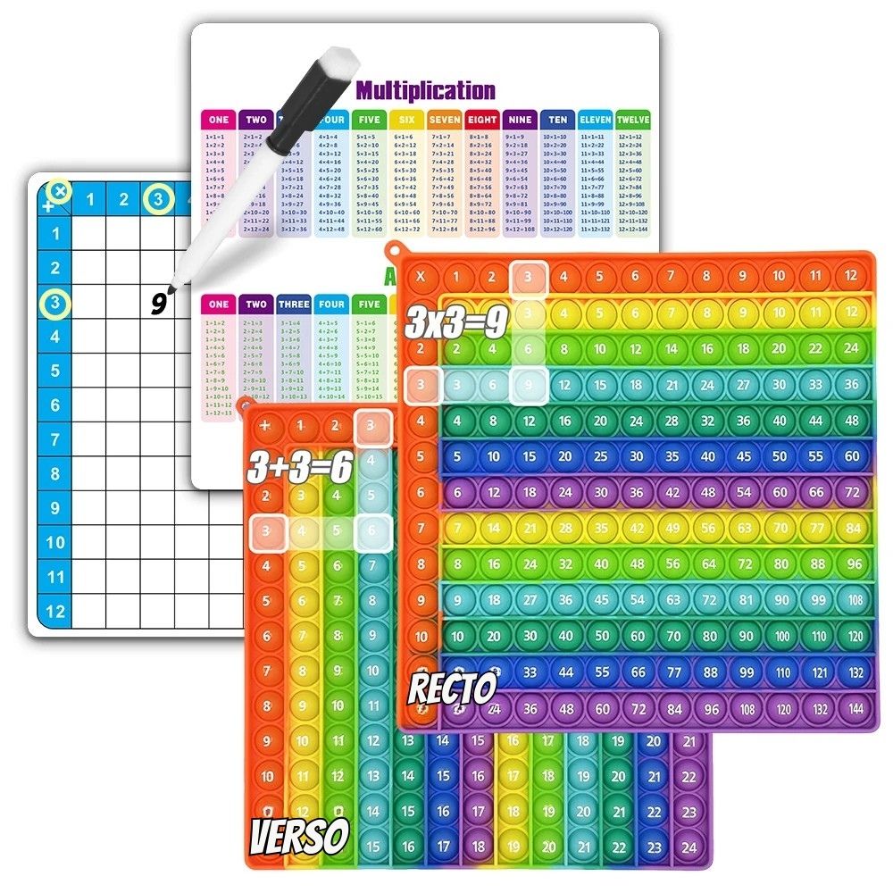 jeux de table de multiplication Pop It plan cartésien recto et verso addition et multiplication