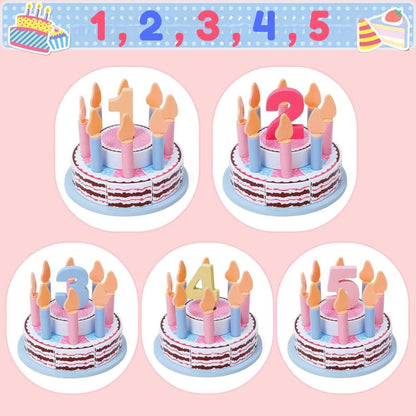 5 gâteaux d'anniversaire avec une chandelle de 1,2,3,4,5 selon l âge de l'enfant un beau cadeau à faire comme jouet cuisine en bois 