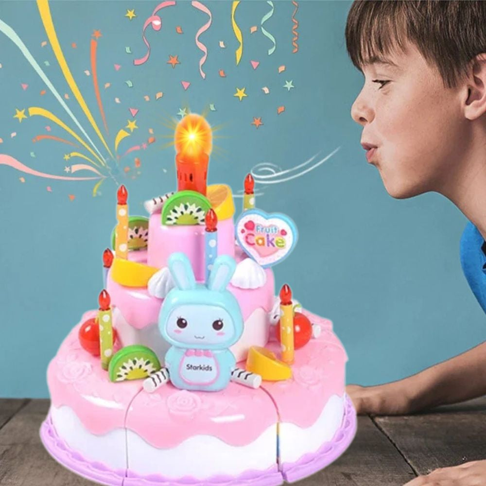 jouet pour cuisine gâteau d'anniversaire 3étages musical souffler bouger s'eteind