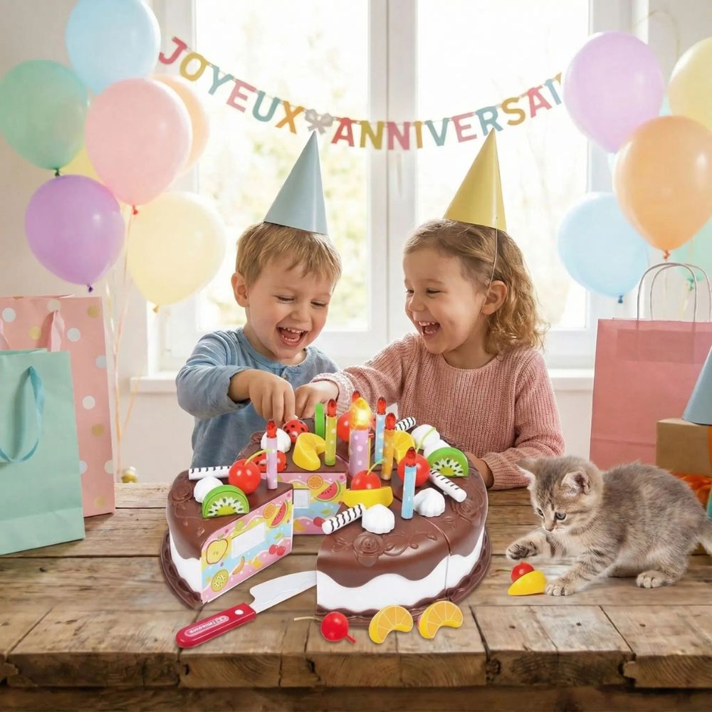2 enfant jouet à décorer le gâteau d'anniversaire jouet pour cuisine au chocolat et fruits