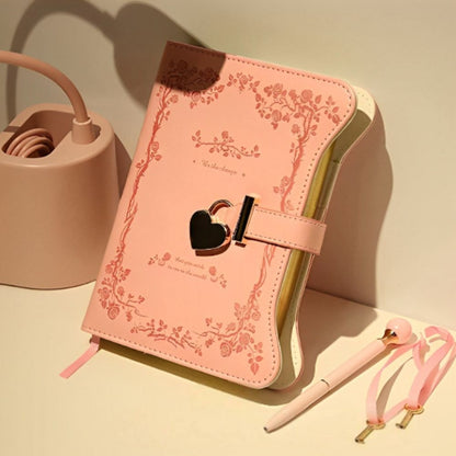 journal intime rose en cuir et stylo mignon