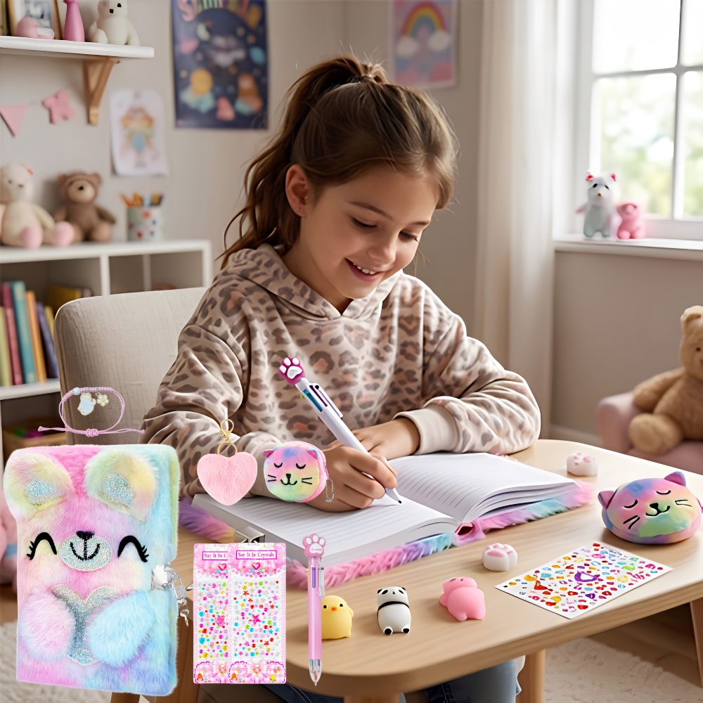 modèle ourson de peluche arc-en-ciel kawaii avec accessoires surprises  :cadeau idéal pour fillette 