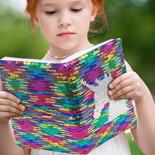 journal intime fille couverture anti stres paillettes réversibles licorne