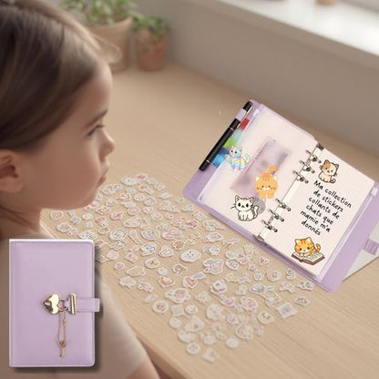 journal intime pour fille ou garçon remplir de feuille carrelée ou blanche à dessin pour collection d'autocollants