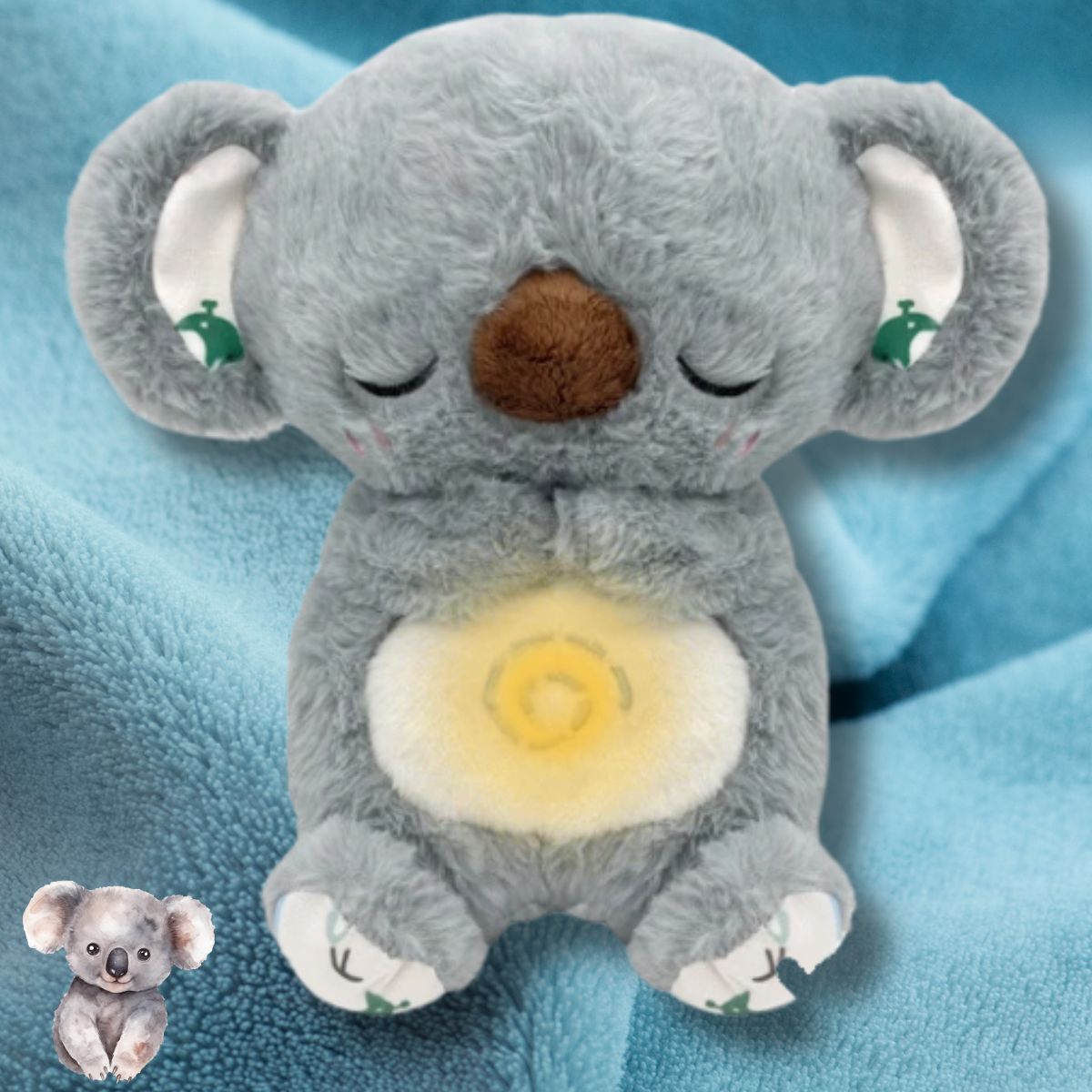 Un koala gris acier bleu en doudou qui respire et amuse