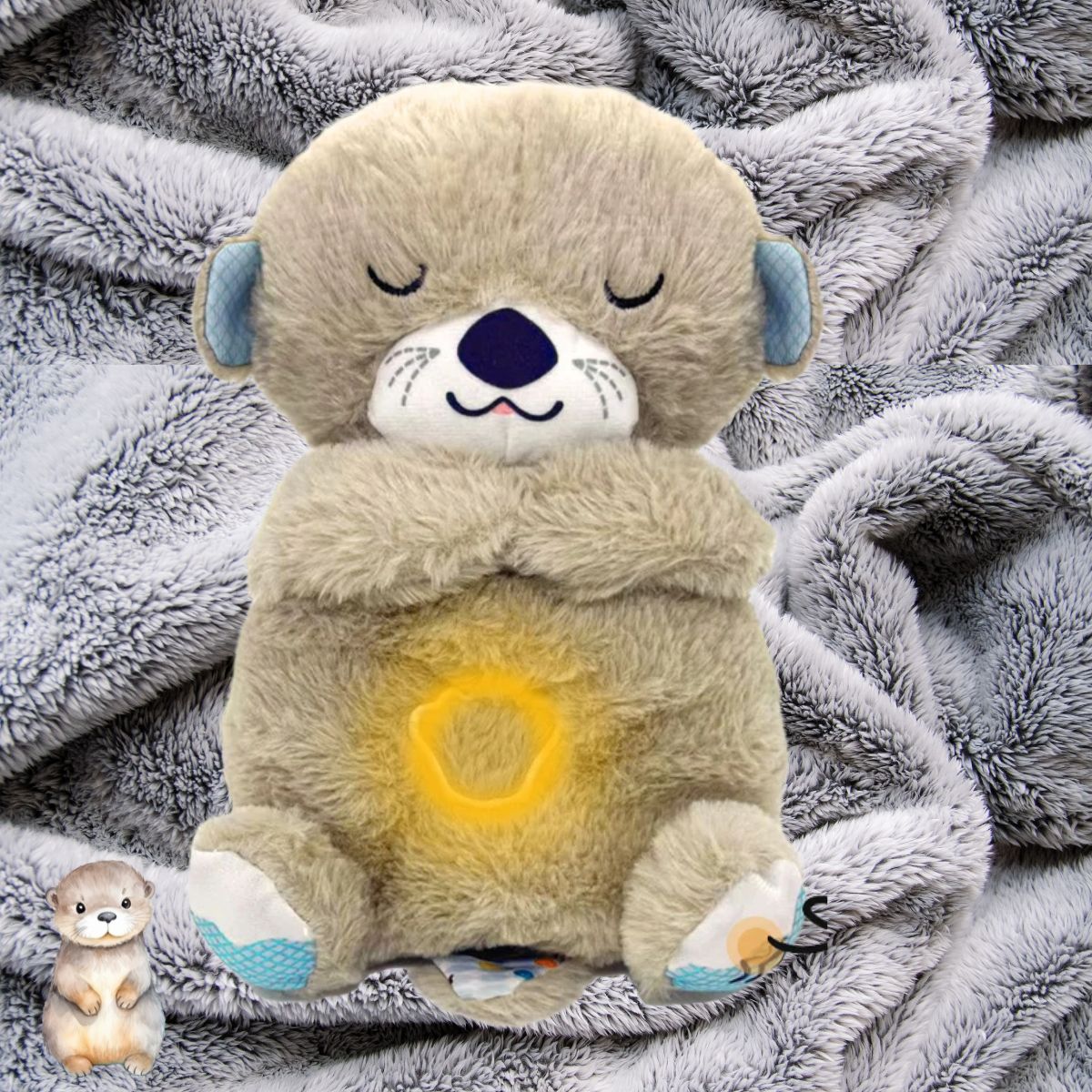 Le DOUDOU QUI RESPIRE petite loutre musicale et lumineuse comme veilleuse anti stress, musique