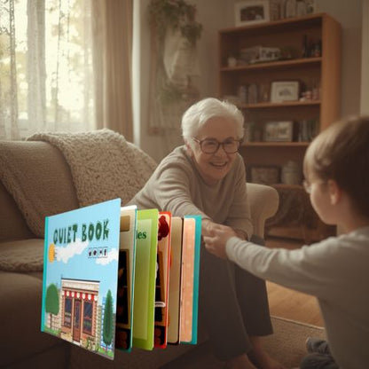 grand-mère offre des livres pour enfant interactifs 