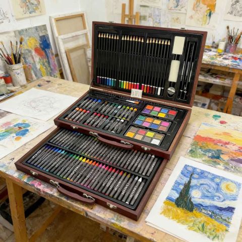 malette dessin en bois DE LUXE AVEC TIROIRE