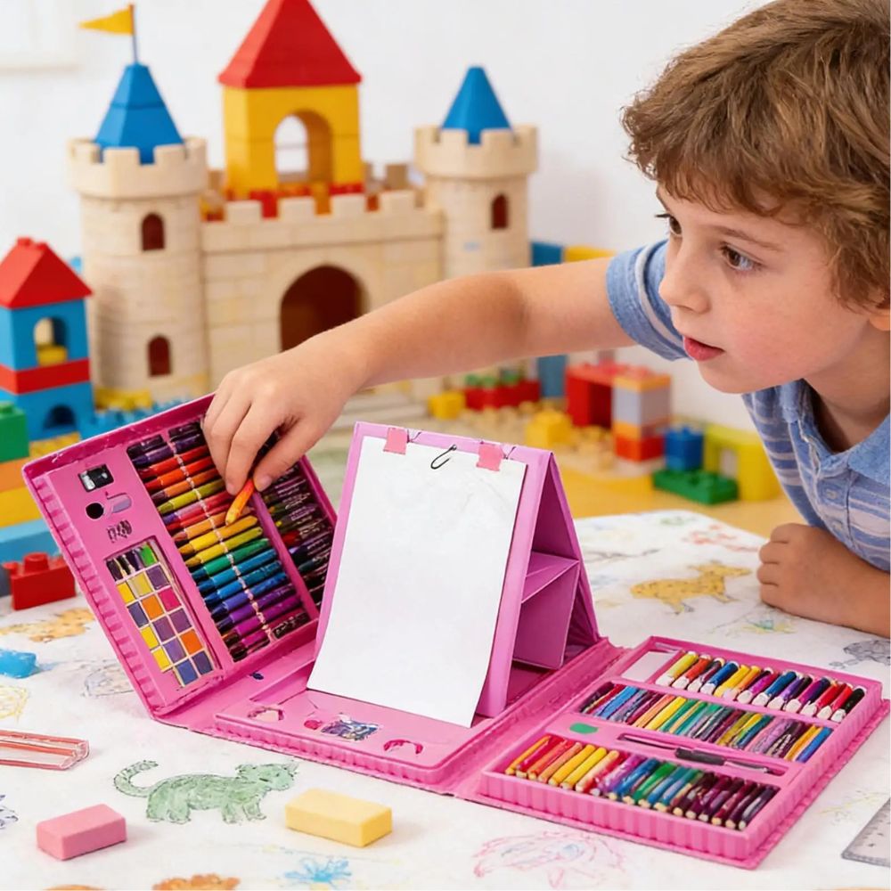 malette  dessin enfant remplie de tous les produits requit pour assurer le développement de l'enfant de 3-15ns