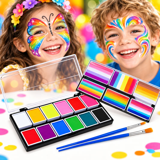 maquillage Halloween pinceaux, 6 pochoirs réutilisable, peinture lavable et de top qualité l'ensemble parfait pour tous les événements festifs avec des enfants
