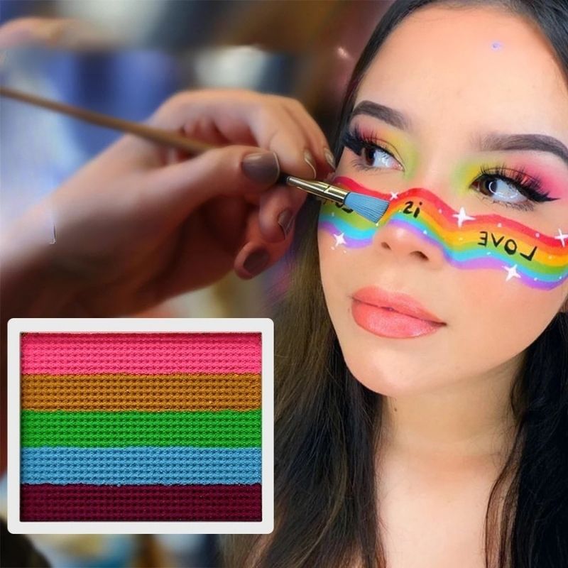 maquillage enfant en bloc arc en cilel de 5 nuances de couleurs complémentaires