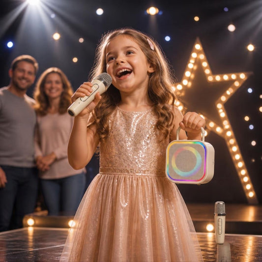 une fillette chante avec son micro  enfant et rêve de chanter à The Voice  