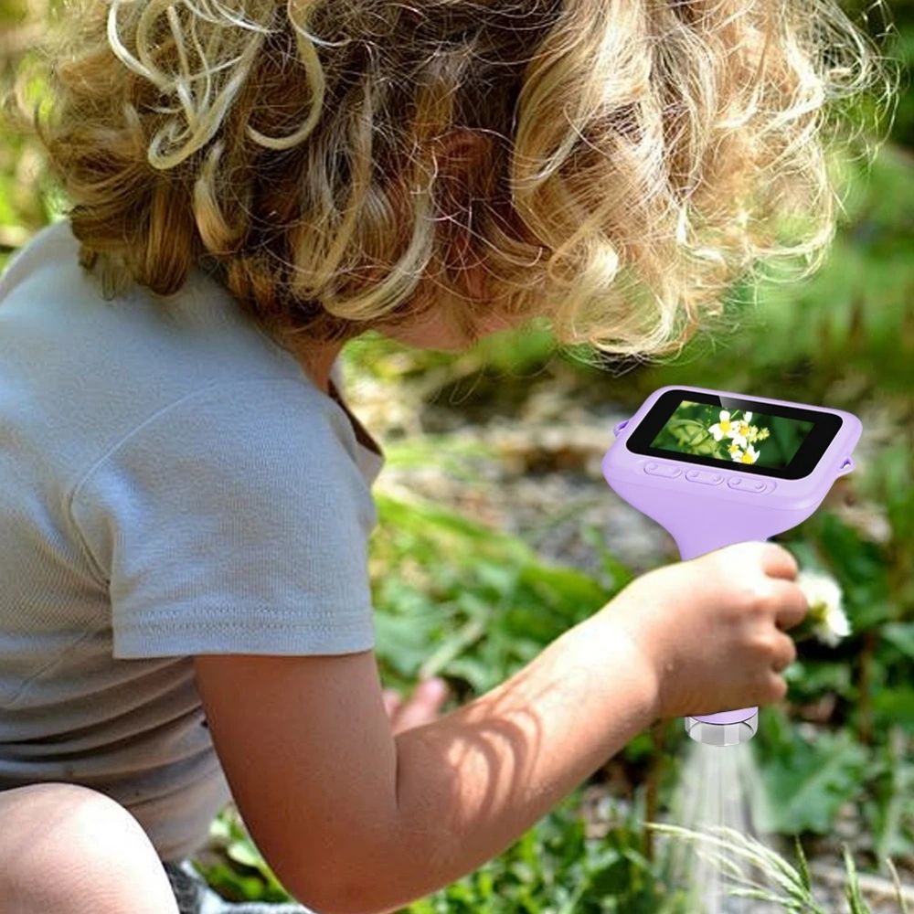 enfant explore la nature avec son microscope electronique à main portable a écran géant de 7,7cm