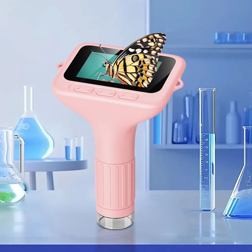 découvrir ses intérets pour la science avec son premier microscope elctronique , numérique rose