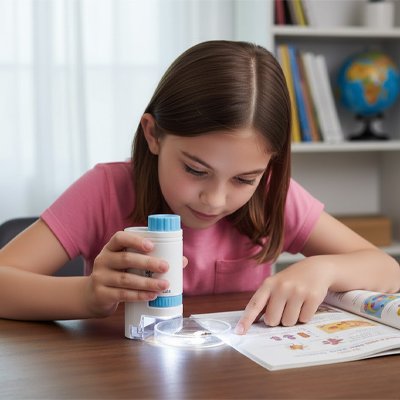 Microscope enfant  bleu pour enfant et adolescent en recherche  explorative, jouet scientifique