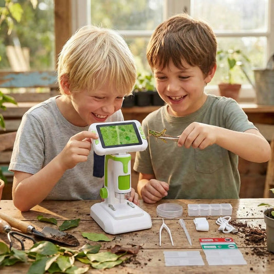 microscope enfant portatif et sur base avec écran géant de 10cm capacité d enregistrement photo numérique