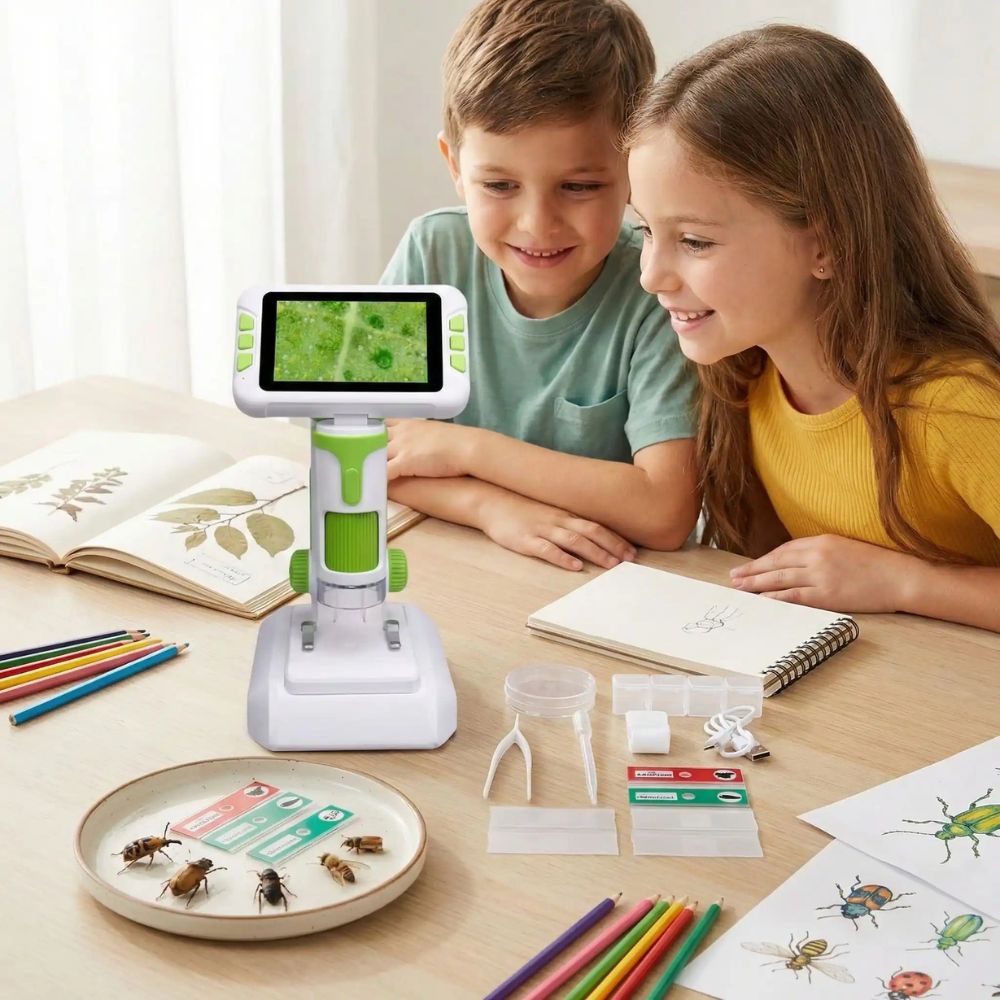 microscope enfant portatif et sur base avec écran géant de 10cm