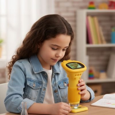Microscope enfant jaune soleil modèle de poche facile à utiliser pour les enfants et les plus vieux 