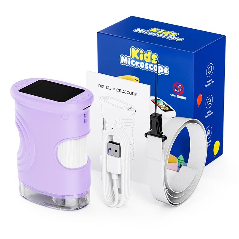 microscope enfant portable de couleur mauve