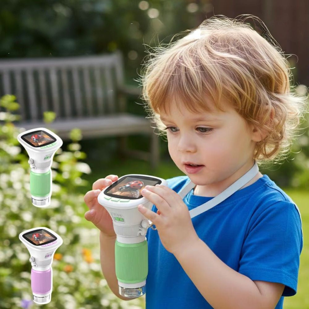 microscope partable enfant avec ganse 4ans et plus vert ou rose