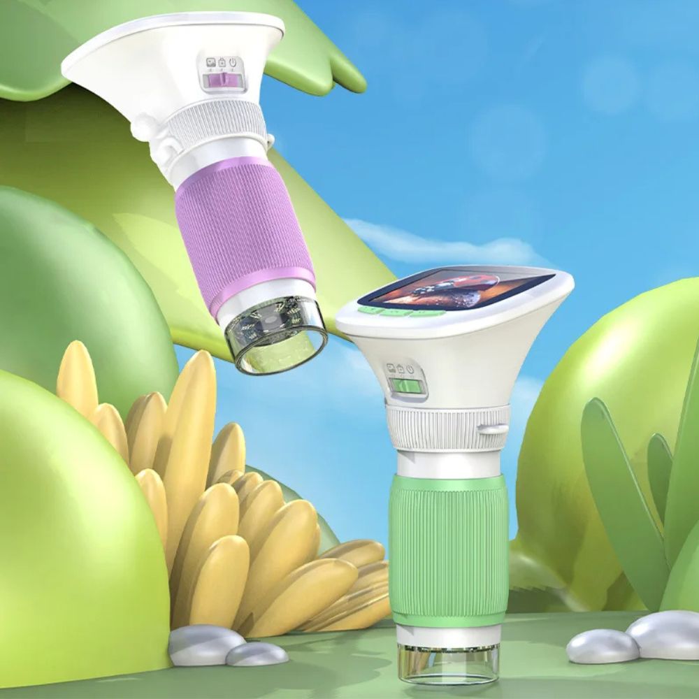 microscope portable enfant numérique vidéo photo léger facile rose ou vert