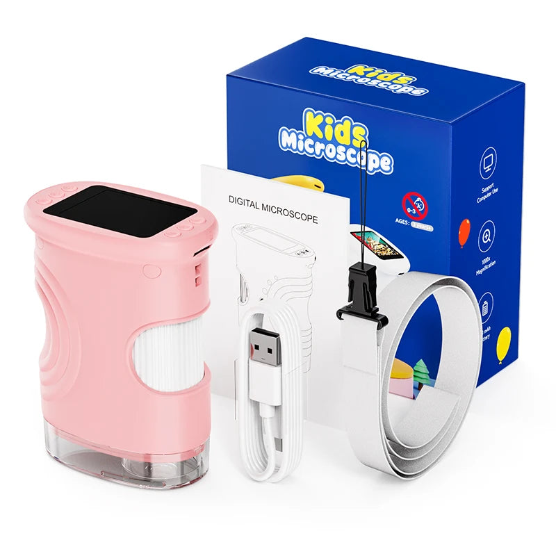 microscope enfant portable couleur rose