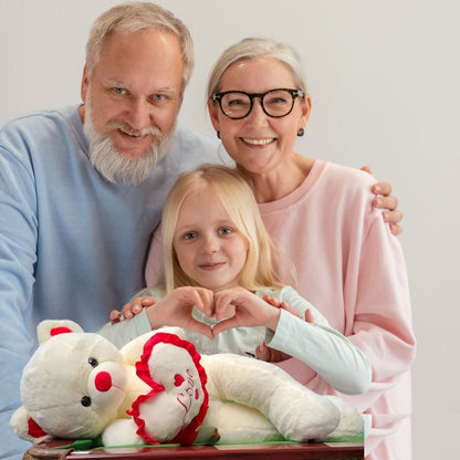 ours en peluche géant blanc et rouge cadeau st-valentin coeur