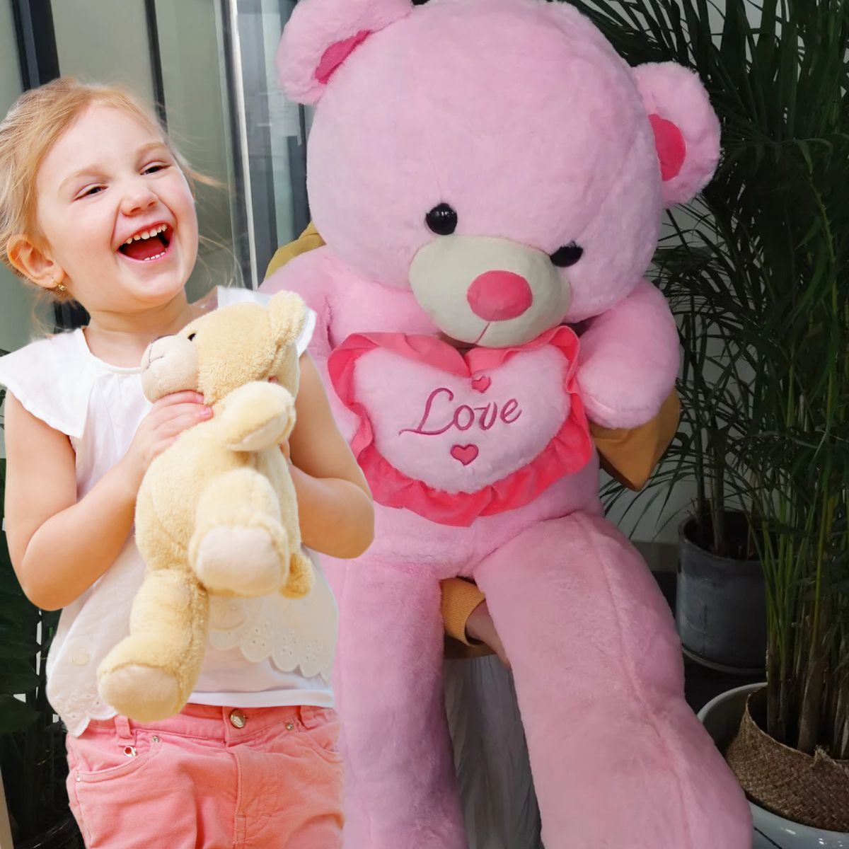 ours en peluche géant rose amour st-valentin