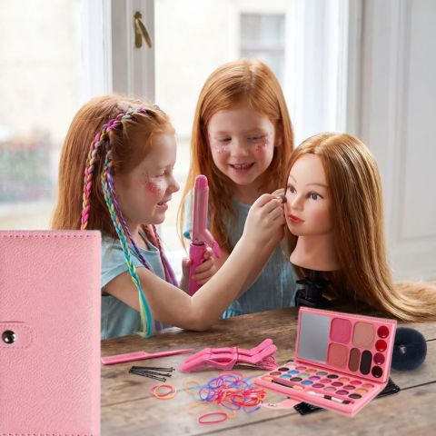 palette maquillage enfant étui  rose doux idéale pour le jeu  créatif et la tête à coiffer