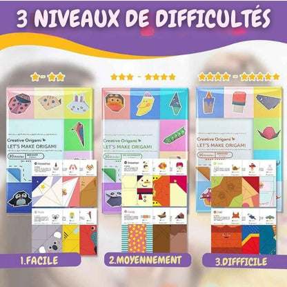 nouveaux papier pour origami et projet prédessiner pour aider les enfants
