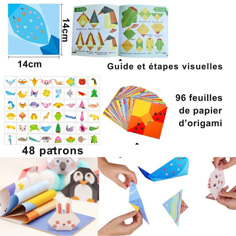 96 feuilles carrée de papier pour origami de 14cm de côté