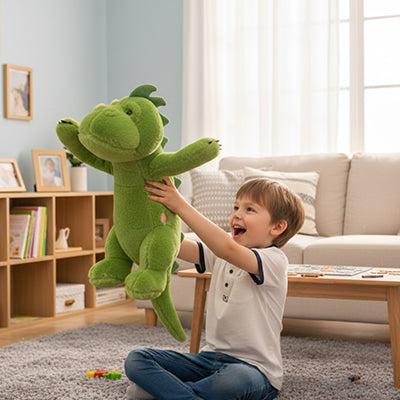 la peluche anti stress dinosaure stégosaure aux longs bras