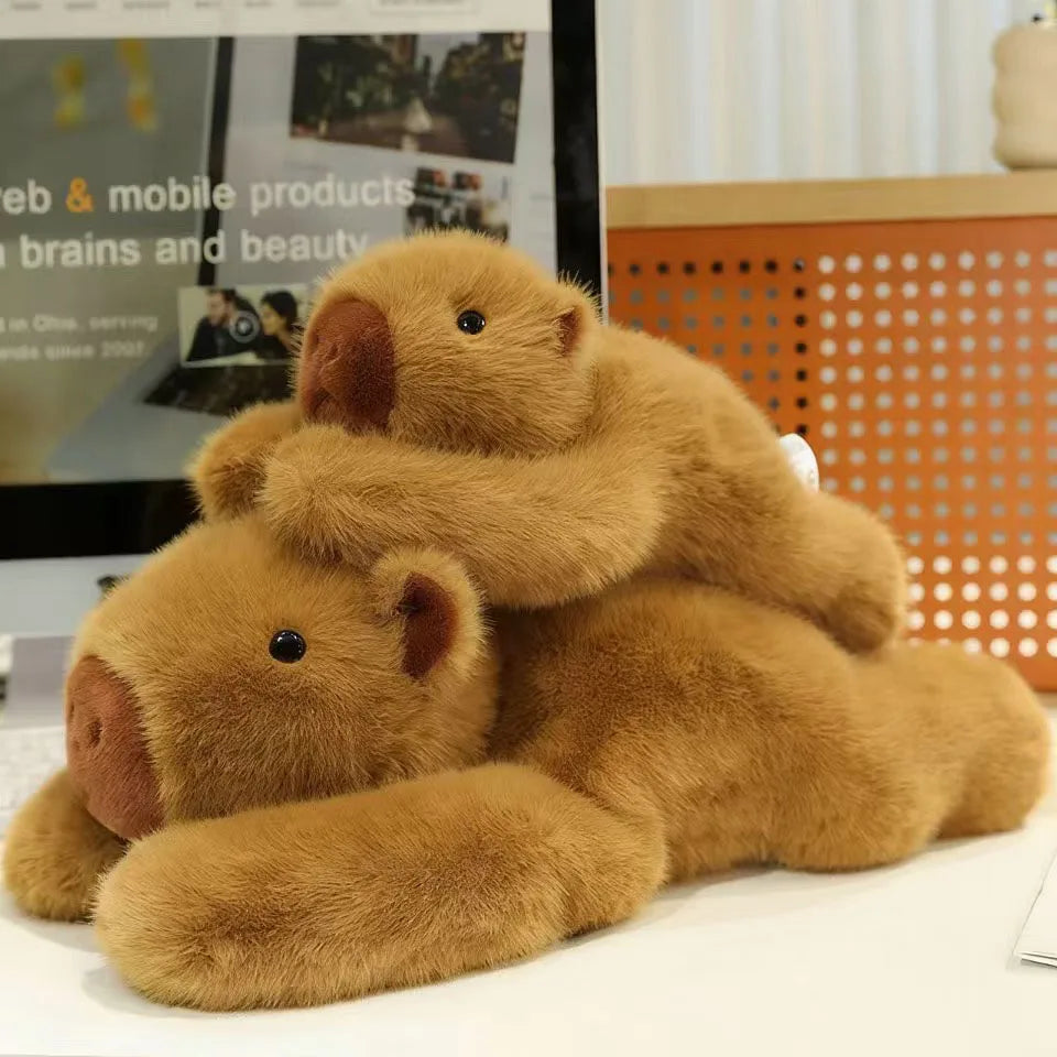  2 peluche anti stress capybara longs bras