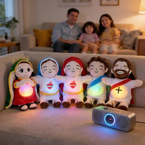 peluche anti stress, 5 poupées interactives représentant les personnages de l'histoire biblique