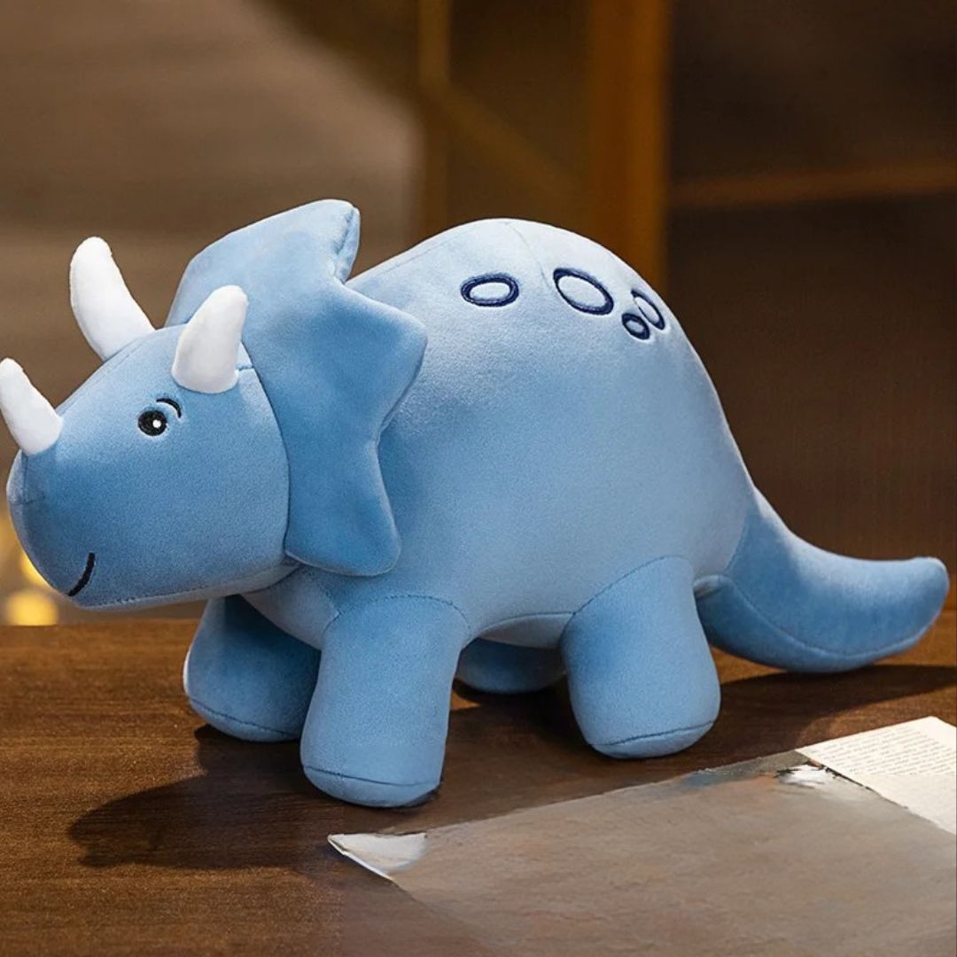 peluche-dinosaure-bleue-trois-cornes-tricératops