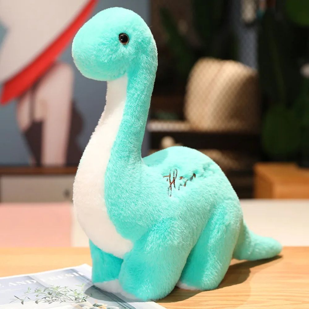 peluche dinosaure douce, et moelleuse rassurante un brontosaure ou un diplodocus de 30cm