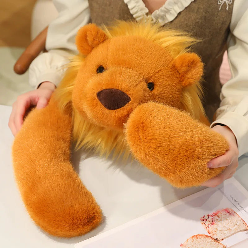 lion e roi de peluche lestée anti stress aux longs bras calin