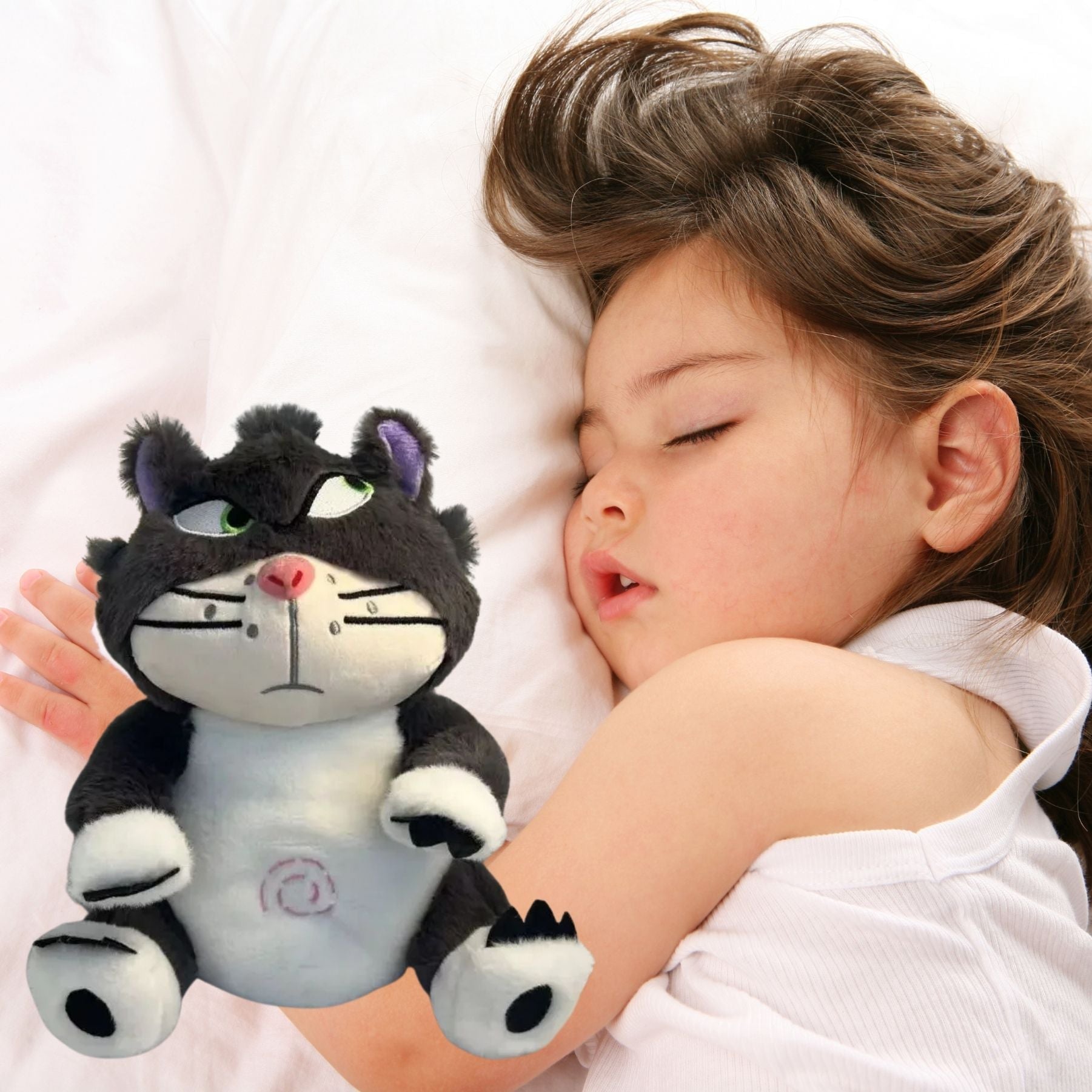 la peluche qui respire et qui joue de la musique, une peluche chat  