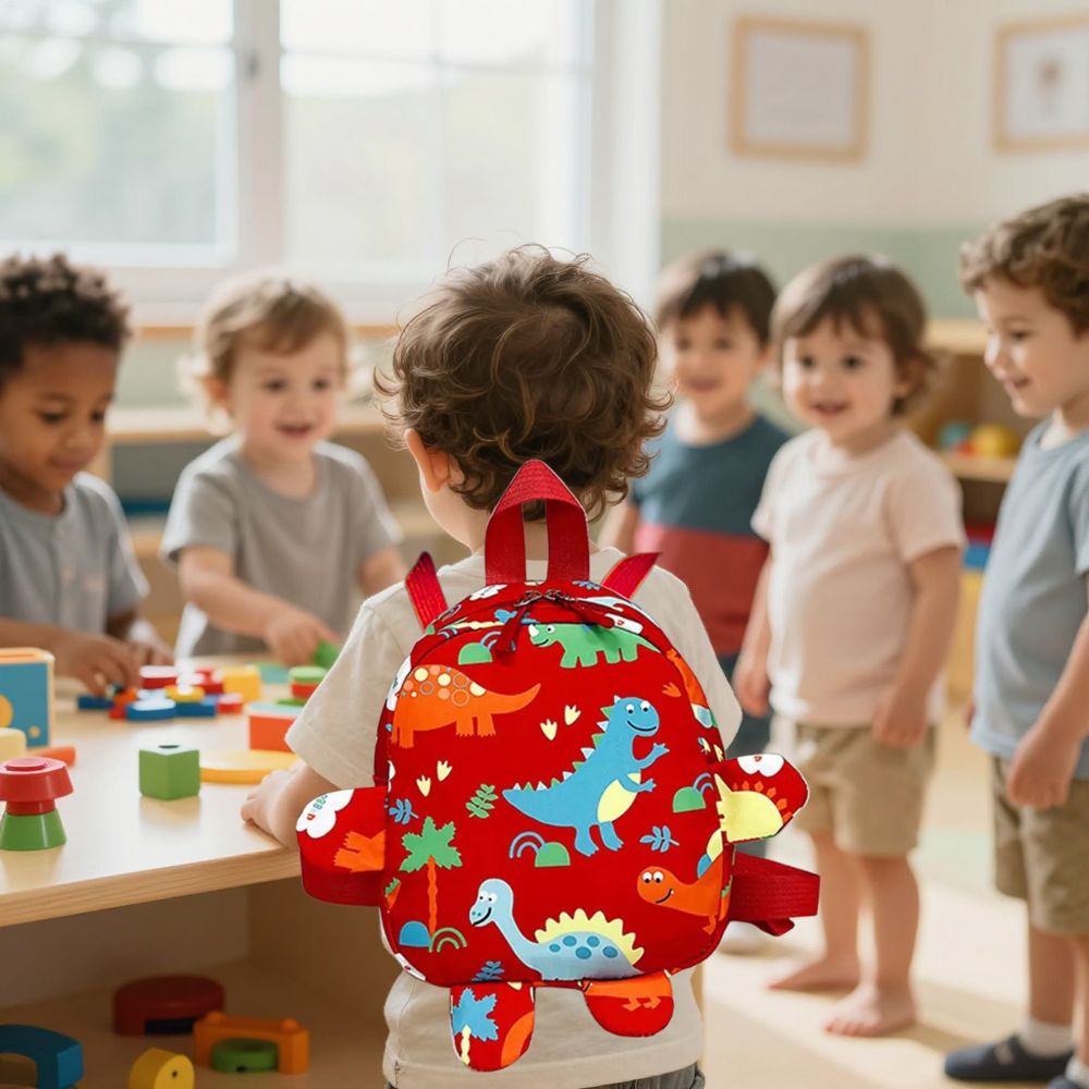 petit sac à dos rouge mes Dinos  en nylon pour enfant de 2 à 6  