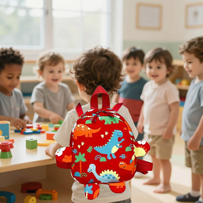 petit sac à dos rouge mes Dinos  en nylon pour enfant de 2 à 6  