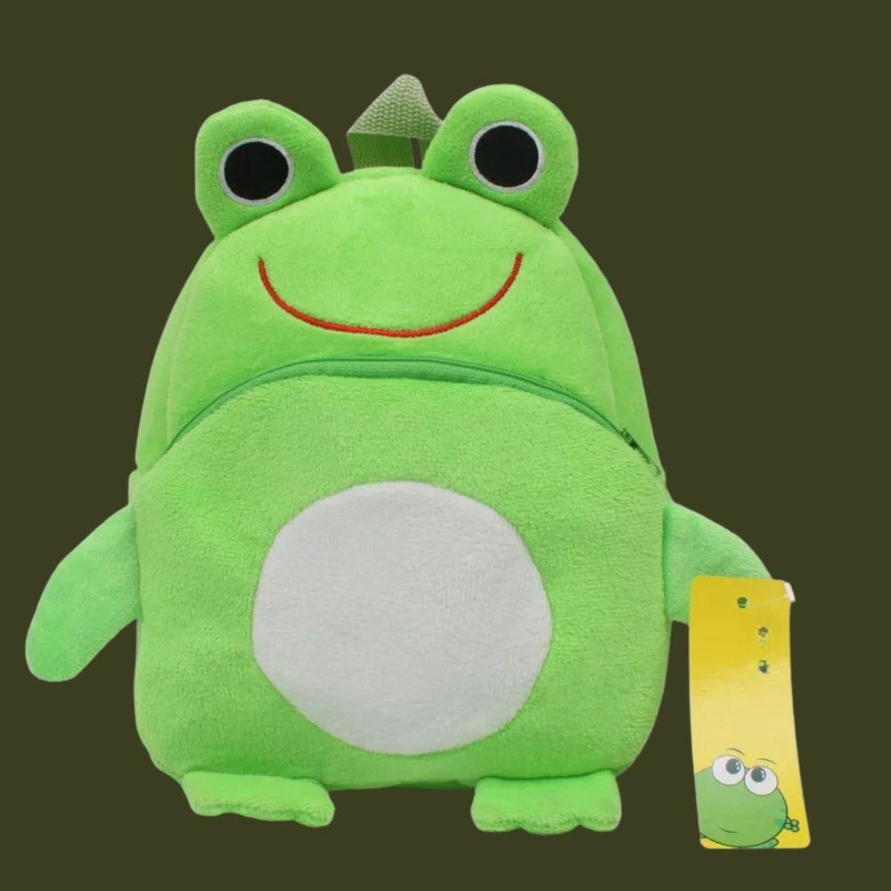 petit sac à dos grenouille verte en peluche