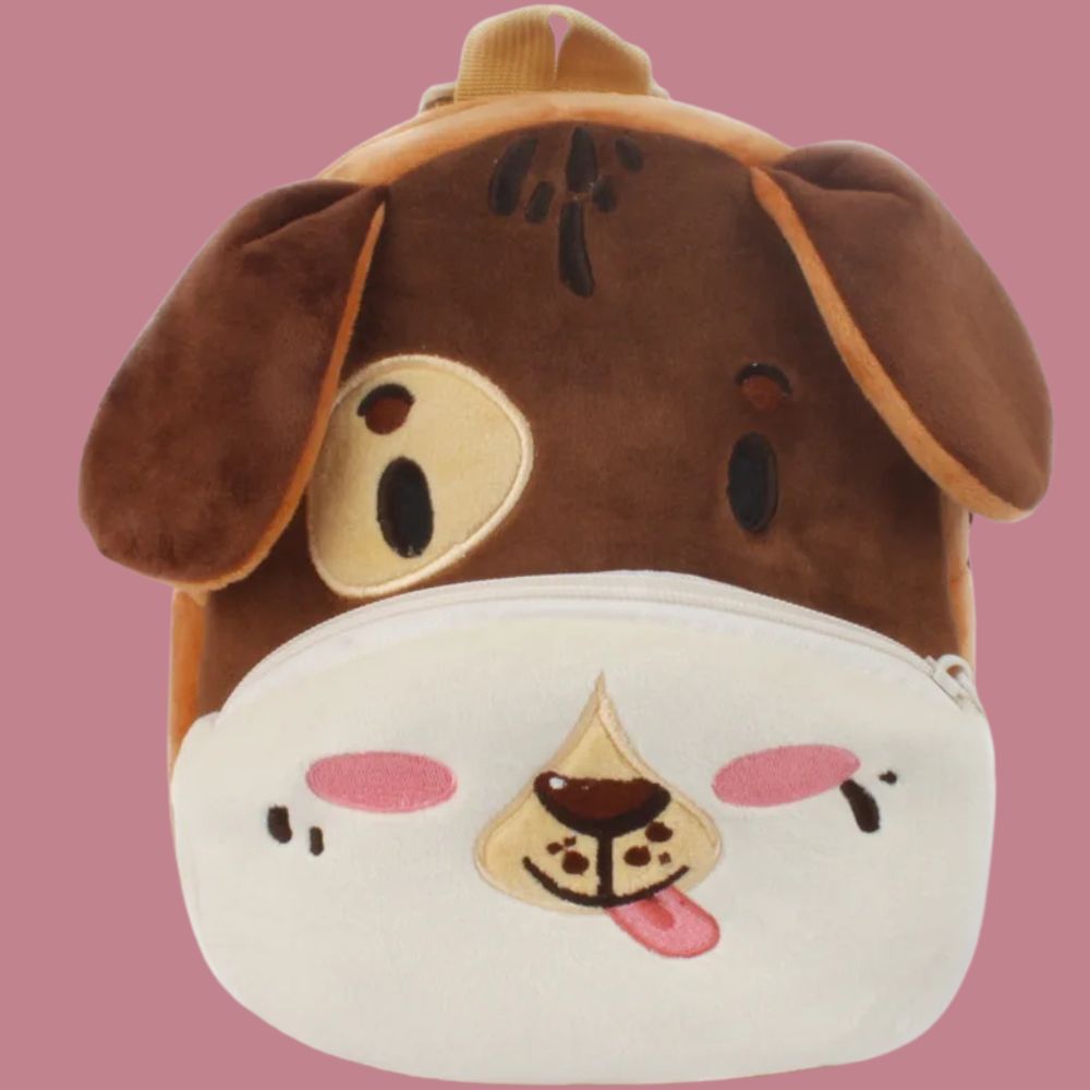 petit sac à dos chiot brun  en peluche